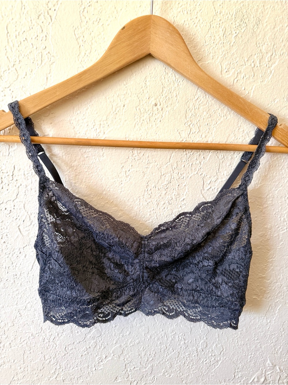 Cosabella Sweetie Lace Bralette Charcoal Scalloped Trim Size M